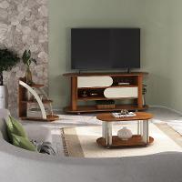 Conjunto para Sala de Estar Mundi com Rack para TV até 65 Polegadas, Mesa de Centro e Mesa Lateral Cedro e Off White - 1