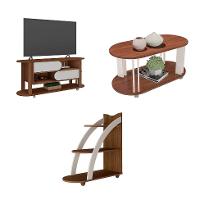 Conjunto para Sala de Estar Mundi com Rack para TV até 65 Polegadas, Mesa de Centro e Mesa Lateral Cedro e Off White - 2
