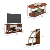 Conjunto para Sala de Estar Mundi com Rack para TV até 65 Polegadas, Mesa de Centro e Mesa Lateral Cedro e Off White - 3