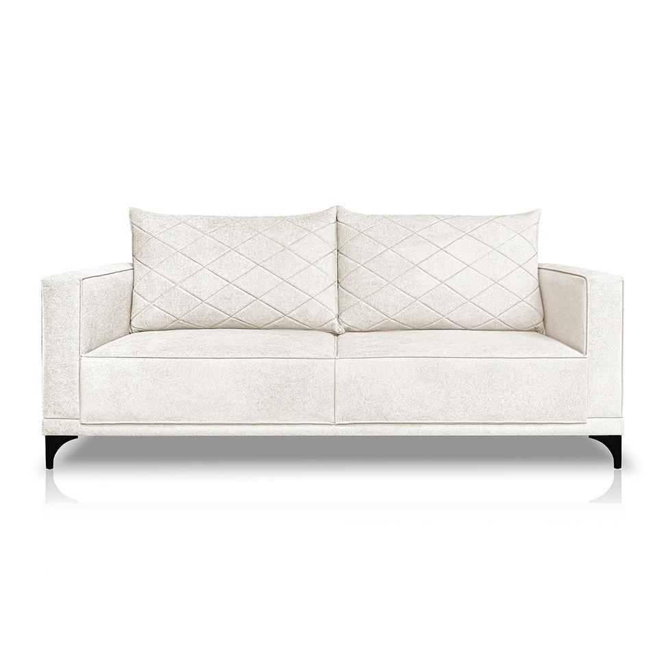 Sofá 3 Lugares Eros Linho Bouclê Off White 180 cm - 4