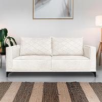 Sofá 3 Lugares Eros Linho Bouclê Off White 180 cm - 2