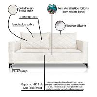 Sofá 3 Lugares Eros Linho Bouclê Off White 180 cm - 8
