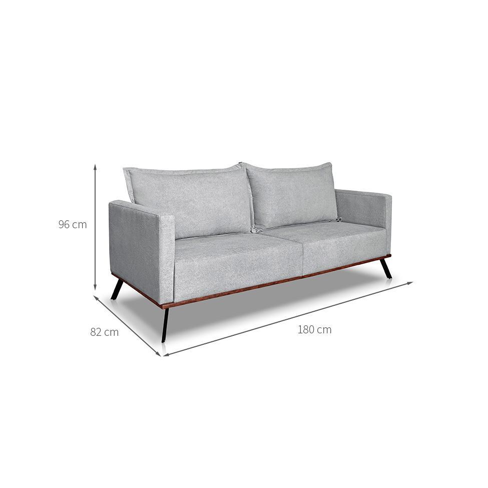 Sofá 3 Lugares Zeus Linho Bouclê Cinza Claro 180 cm - 3
