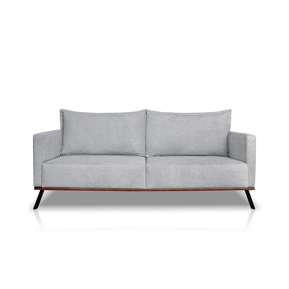 Sofá 3 Lugares Zeus Linho Bouclê Cinza Claro 180 cm - 5