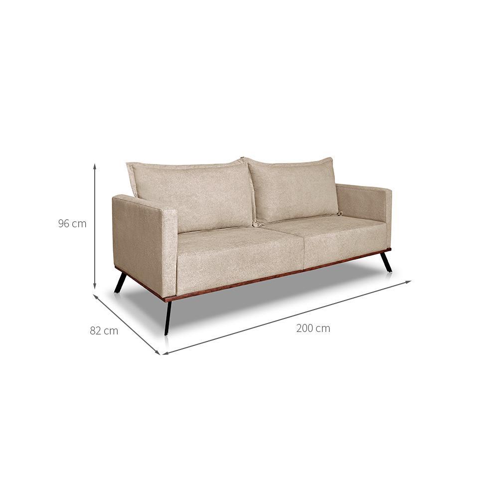 Sofá 3 Lugares Zeus Linho Bouclê Bege 200 cm - 3