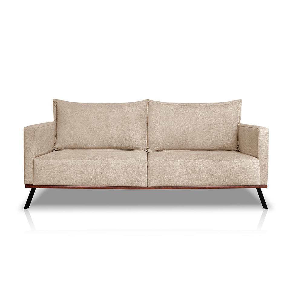 Sofá 3 Lugares Zeus Linho Bouclê Bege 200 cm - 7