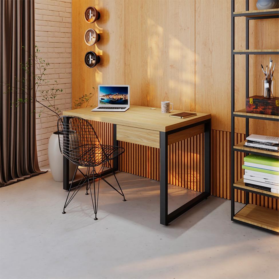 Mesa de Escritório Retangular Miguel 1 GV Vermont e Preta 120 cm - 1