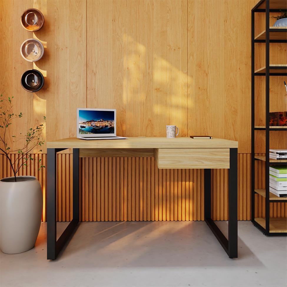 Mesa de Escritório Retangular Miguel 1 GV Vermont e Preta 120 cm - 6