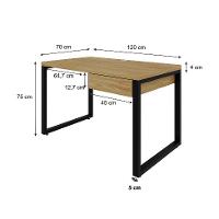 Mesa de Escritório Retangular Miguel 1 GV Vermont e Preta 120 cm - 3