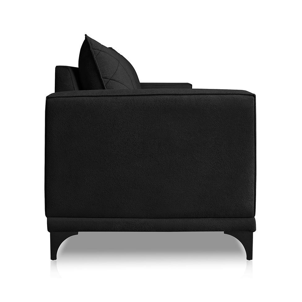 Sofá 3 Lugares Eros Linho Bouclê Preto 220 cm - 5