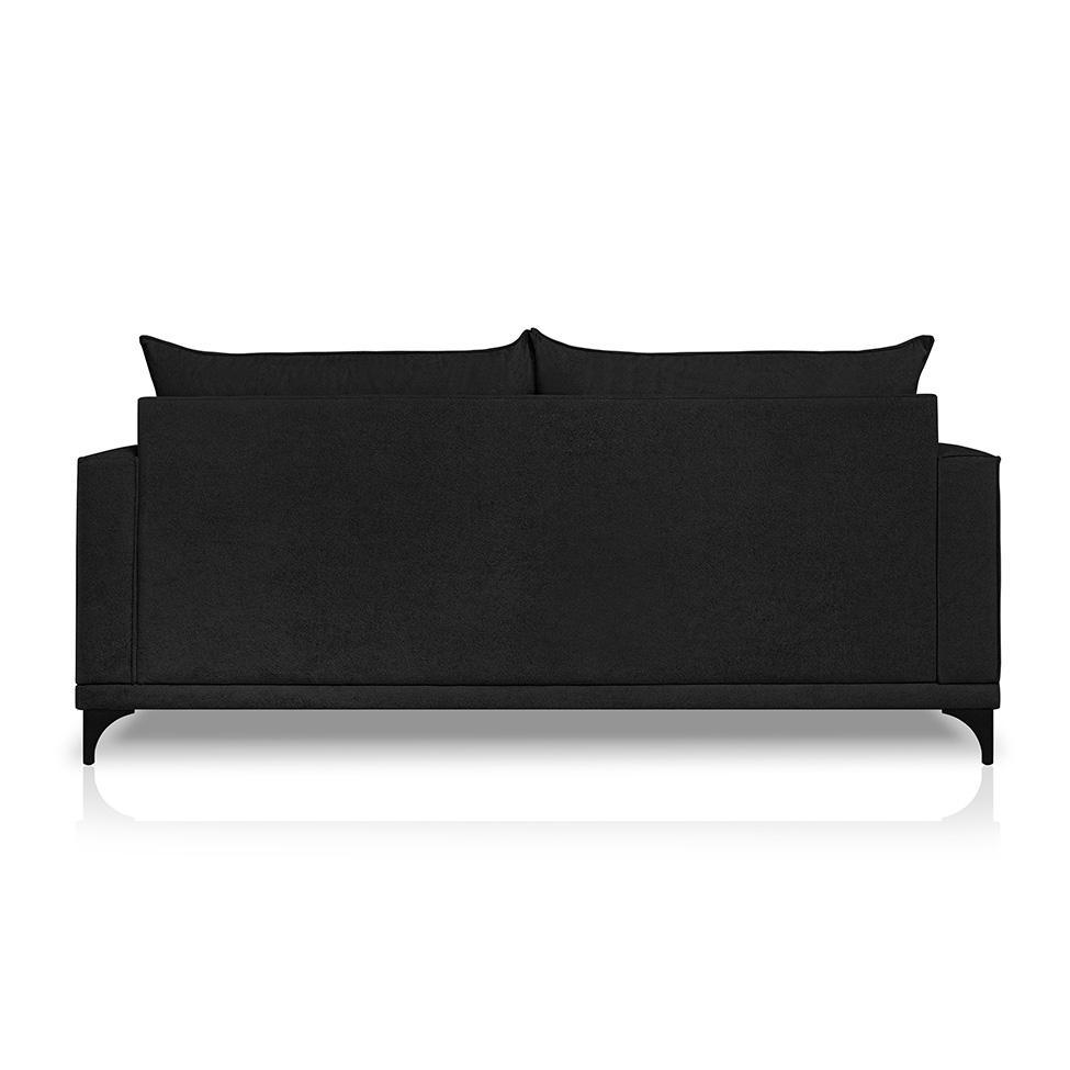 Sofá 3 Lugares Eros Linho Bouclê Preto 180 cm - 5