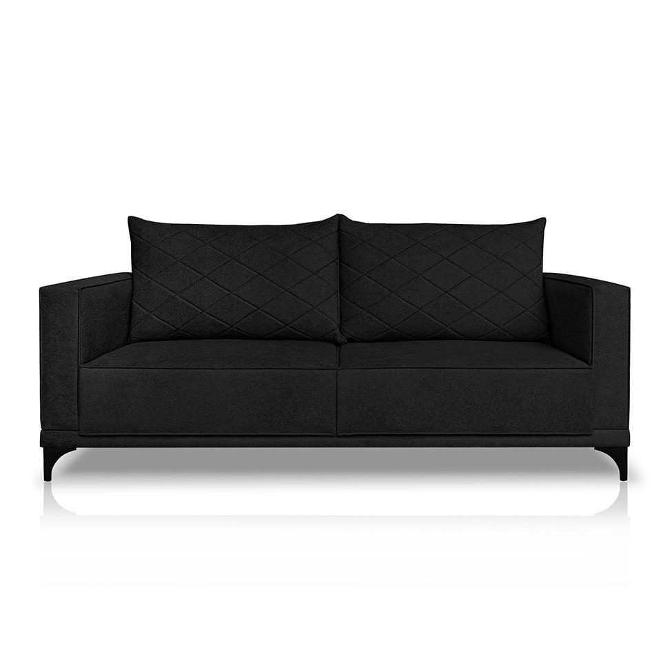 Sofá 3 Lugares Eros Linho Bouclê Preto 180 cm - 6