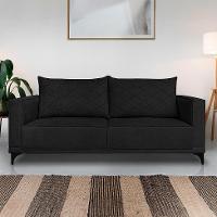 Sofá 3 Lugares Eros Linho Bouclê Preto 180 cm - 2