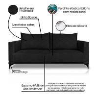 Sofá 3 Lugares Eros Linho Bouclê Preto 180 cm - 8