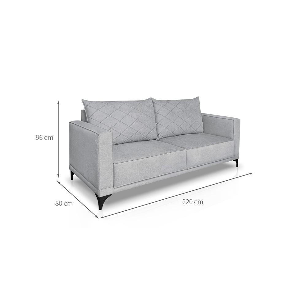 Sofá 3 Lugares Eros Linho Bouclê Cinza Claro 220 cm - 3