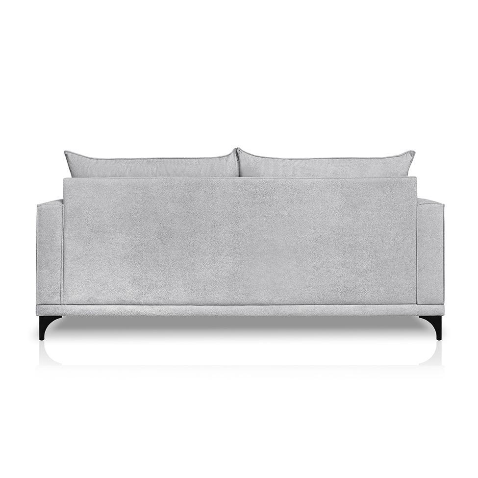 Sofá 3 Lugares Eros Linho Bouclê Cinza Claro 220 cm - 4