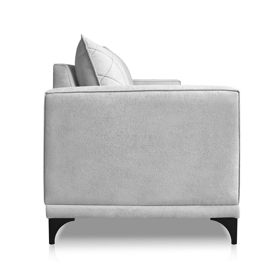 Sofá 3 Lugares Eros Linho Bouclê Cinza Claro 220 cm - 5