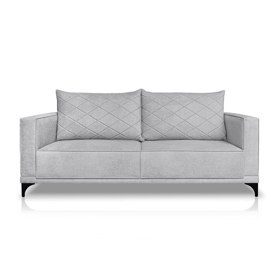 Sofá 3 Lugares Eros Linho Bouclê Cinza Claro 220 cm - 6