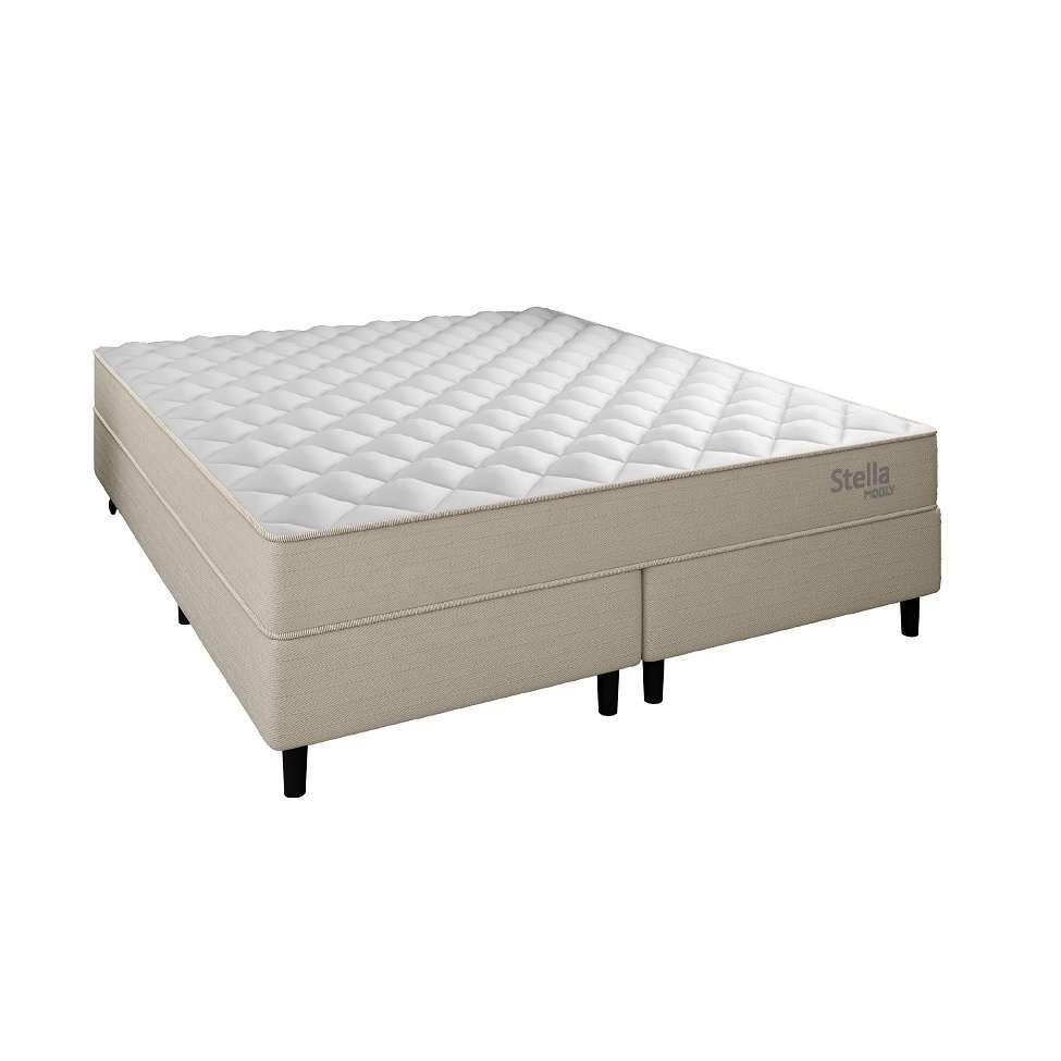 Cama Box com Cabeceira e Colchão Queen Stella Molas Ensacadas (60x158x198) Bege - 2