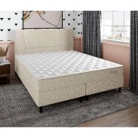 Cama Box com Cabeceira e Colchão Queen Stella Molas Ensacadas (60x158x198) Bege - 1