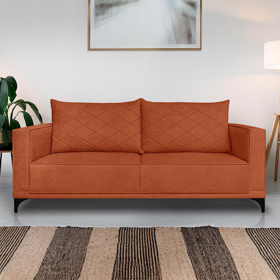 Sofá 3 Lugares Eros Linho Bouclê Terracota 220 cm - 2