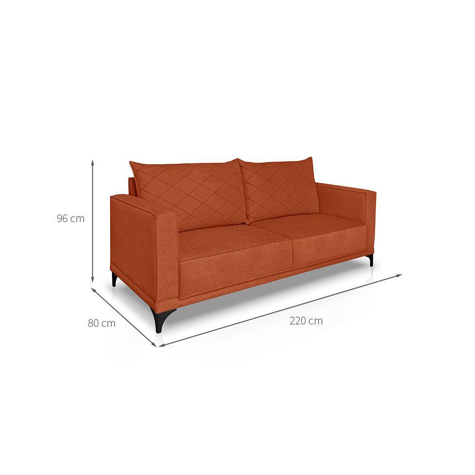Sofá 3 Lugares Eros Linho Bouclê Terracota 220 cm - 3