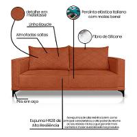 Sofá 3 Lugares Eros Linho Bouclê Terracota 220 cm - 8