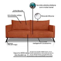 Sofá 3 Lugares Zeus Linho Bouclê Terracota 200 cm - 8