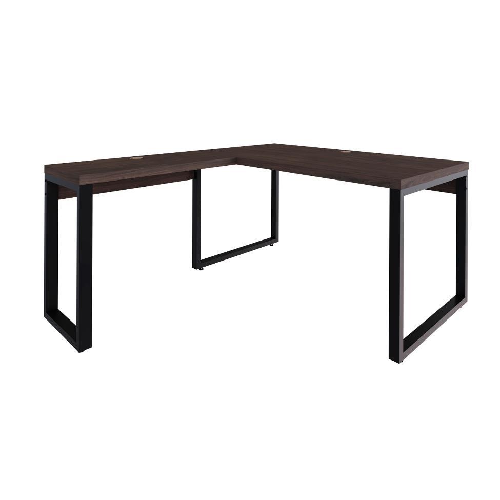 Mesa de Escritório em L Miguel Marrom Escuro e Preta 150x150 cm - 5