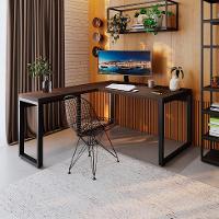 Mesa de Escritório em L Miguel Marrom Escuro e Preta 150x150 cm - 1