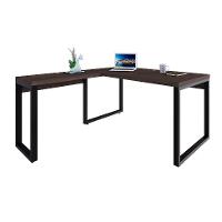 Mesa de Escritório em L Miguel Marrom Escuro e Preta 150x150 cm - 2