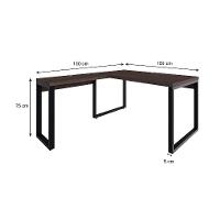 Mesa de Escritório em L Miguel Marrom Escuro e Preta 150x150 cm - 3