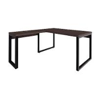 Mesa de Escritório em L Miguel Marrom Escuro e Preta 150x150 cm - 5