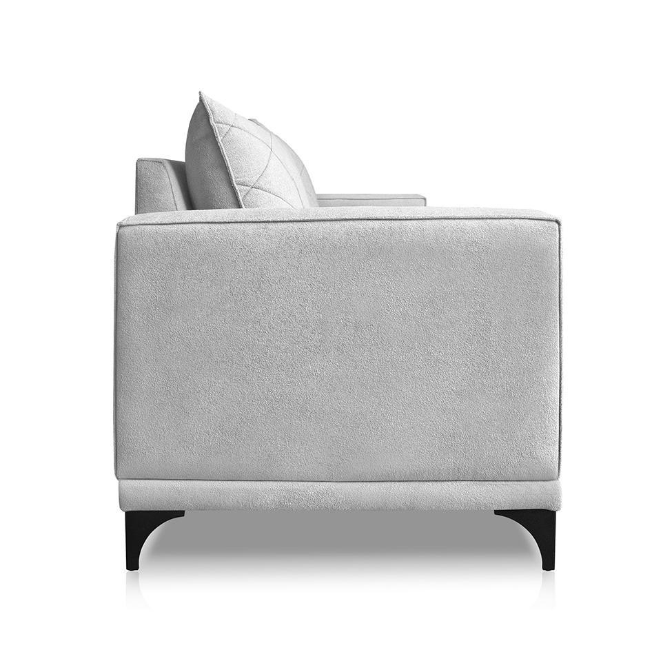 Sofá 3 Lugares Eros Linho Bouclê Cinza Claro 180 cm - 4