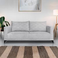 Sofá 3 Lugares Eros Linho Bouclê Cinza Claro 180 cm - 2