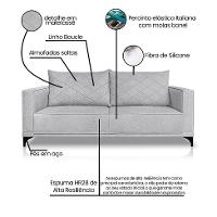 Sofá 3 Lugares Eros Linho Bouclê Cinza Claro 180 cm - 3