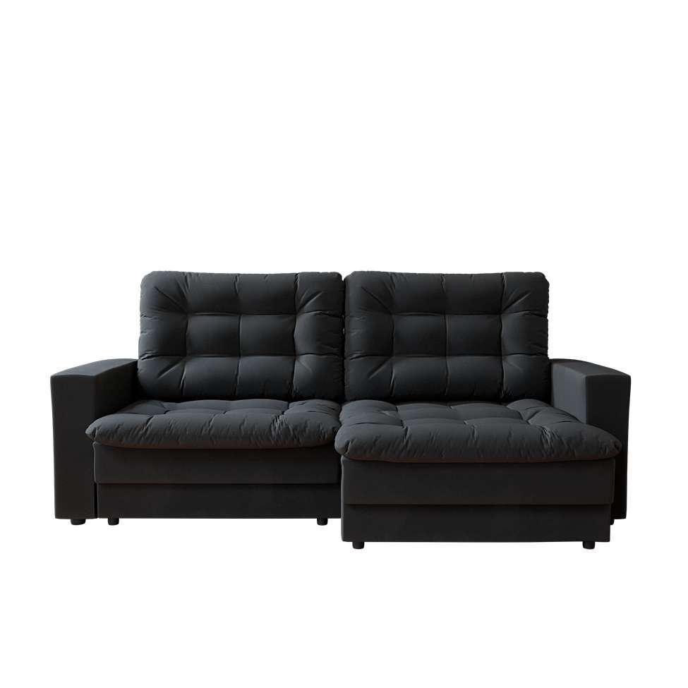 Sofá 3 Lugares Retrátil Lubeck Plush Suede Grafite - 5