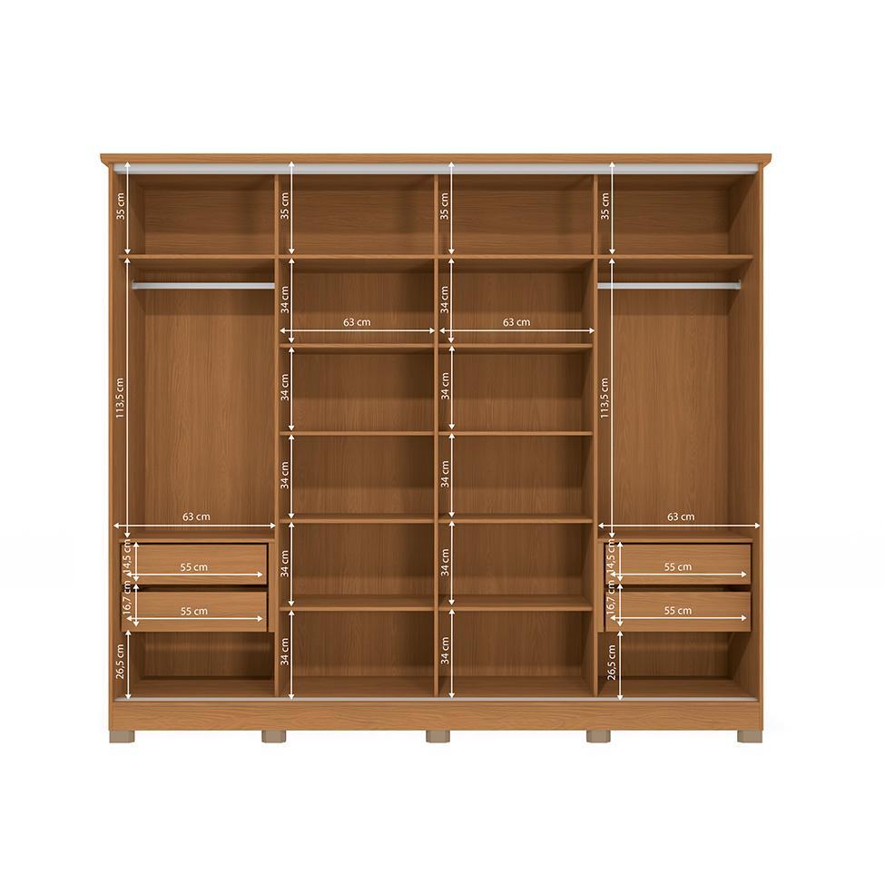 Guarda-Roupa Casal com Espelho Hambers 4 PT 4 GV Canela e Macadâmia - 5