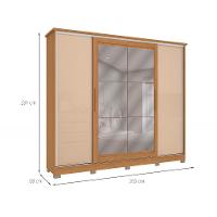 Guarda-Roupa Casal com Espelho Hambers 4 PT 4 GV Canela e Macadâmia - 3