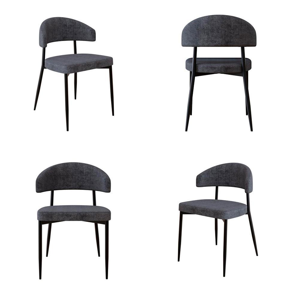 Conjunto com 4 Cadeiras Bless Grafite e Preta - 1