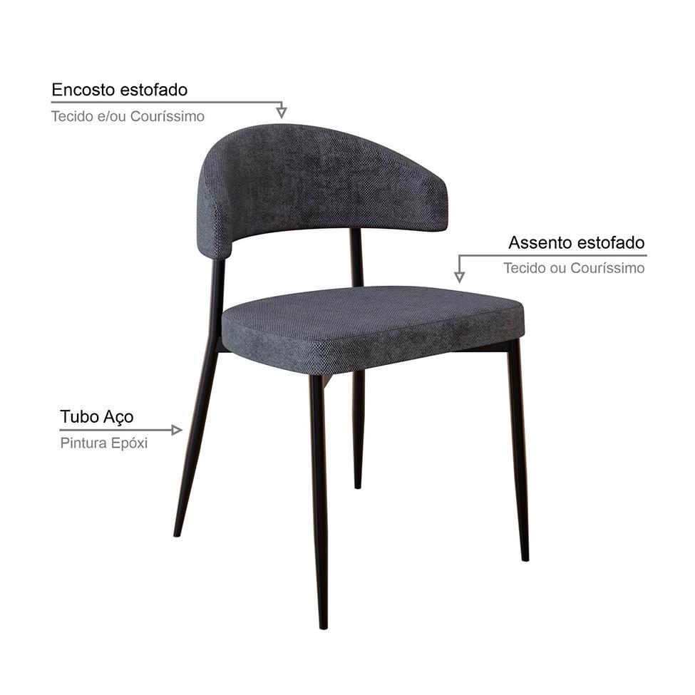 Conjunto com 4 Cadeiras Bless Grafite e Preta - 6