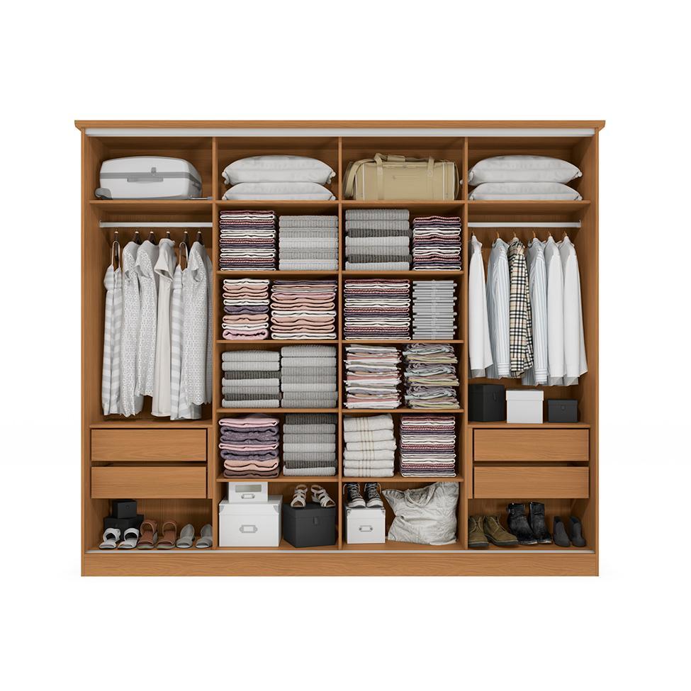 Guarda-Roupa Casal Hambers sem Pés Flex 4 PT 4 GV Canela e Macadâmia - 4