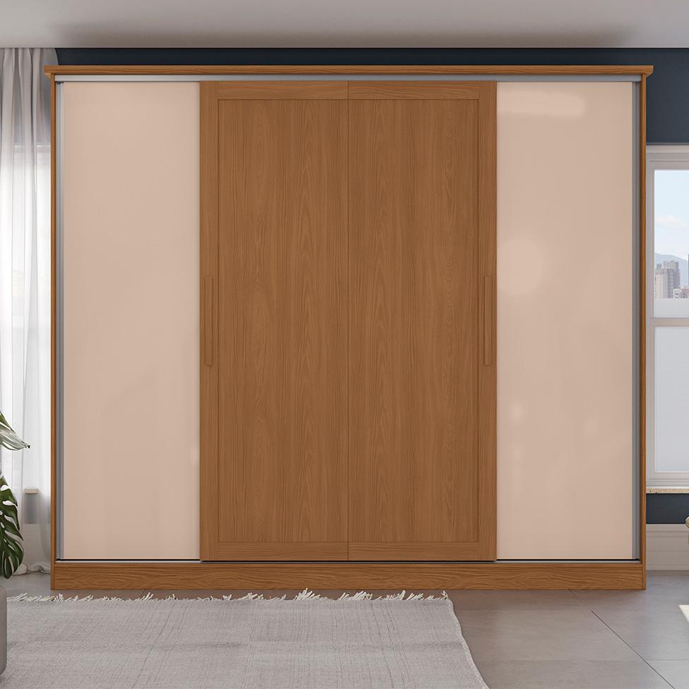 Guarda-Roupa Casal Hambers sem Pés Flex 4 PT 4 GV Canela e Macadâmia - 5