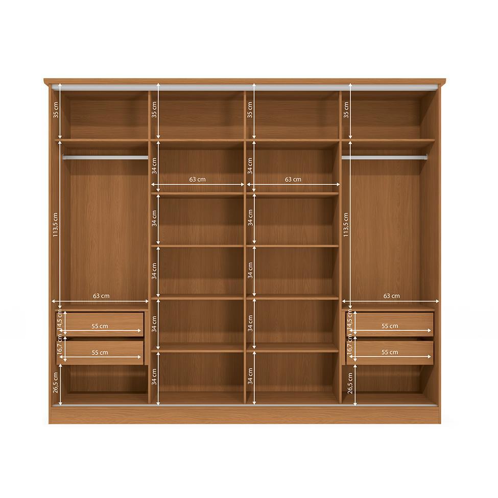 Guarda-Roupa Casal Hambers sem Pés Flex 4 PT 4 GV Canela e Macadâmia - 7