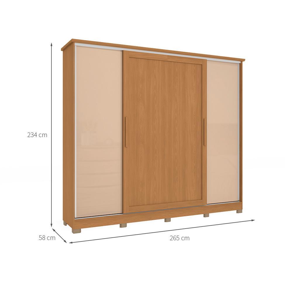 Guarda-Roupa Casal Hambers com Pés Flex 4 PT 4 GV Canela e Macadâmia - 3