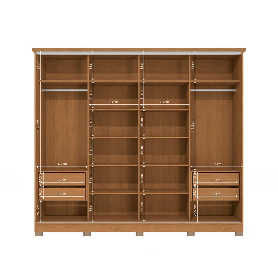 Guarda-Roupa Casal Hambers com Pés Flex 4 PT 4 GV Canela e Macadâmia - 5