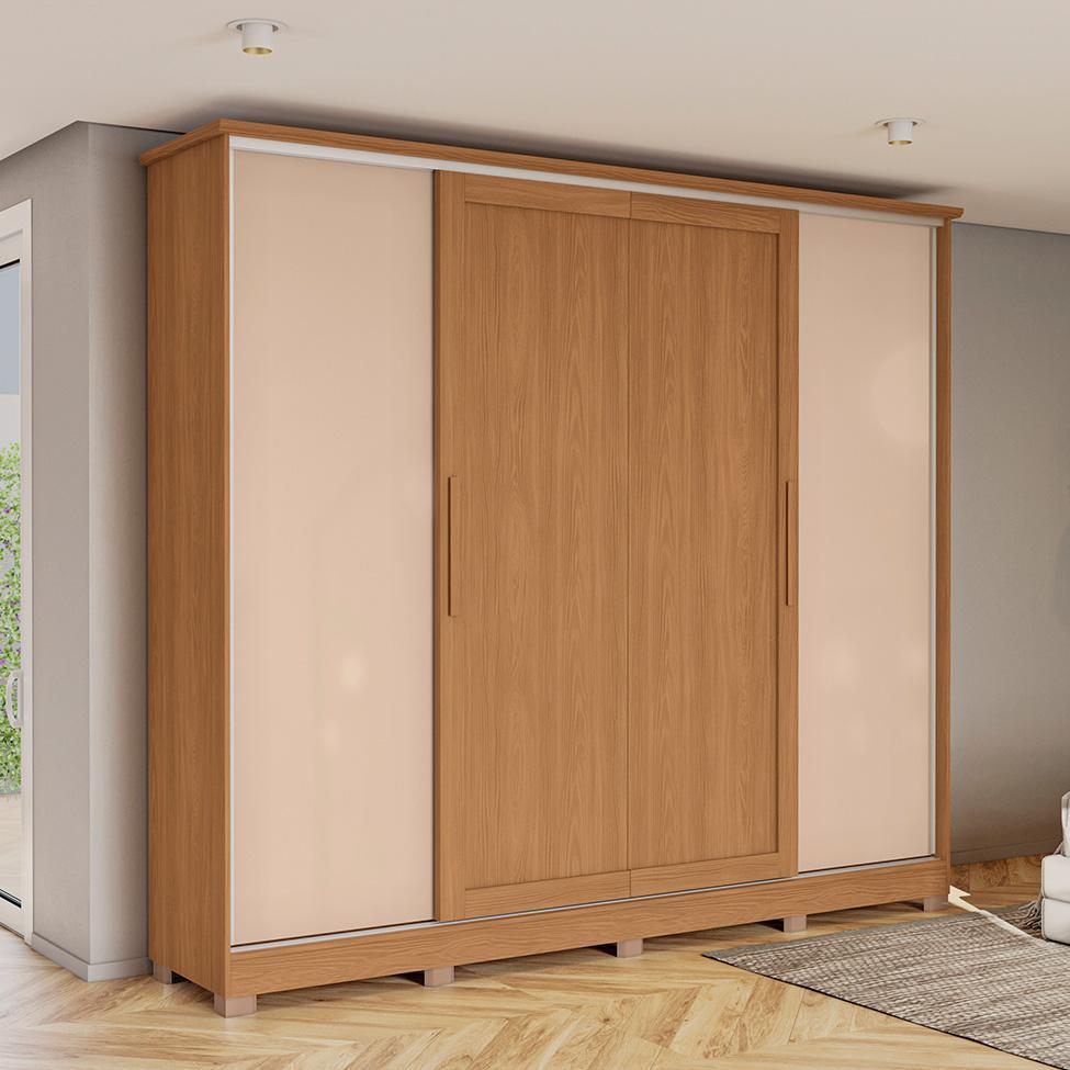 Guarda-Roupa Casal Hambers com Pés Flex 4 PT 4 GV Canela e Macadâmia - 6