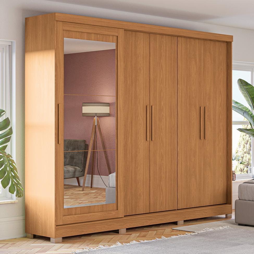 Guarda-Roupa Casal com Espelho Molina 5 PT 4 GV Canela - 2