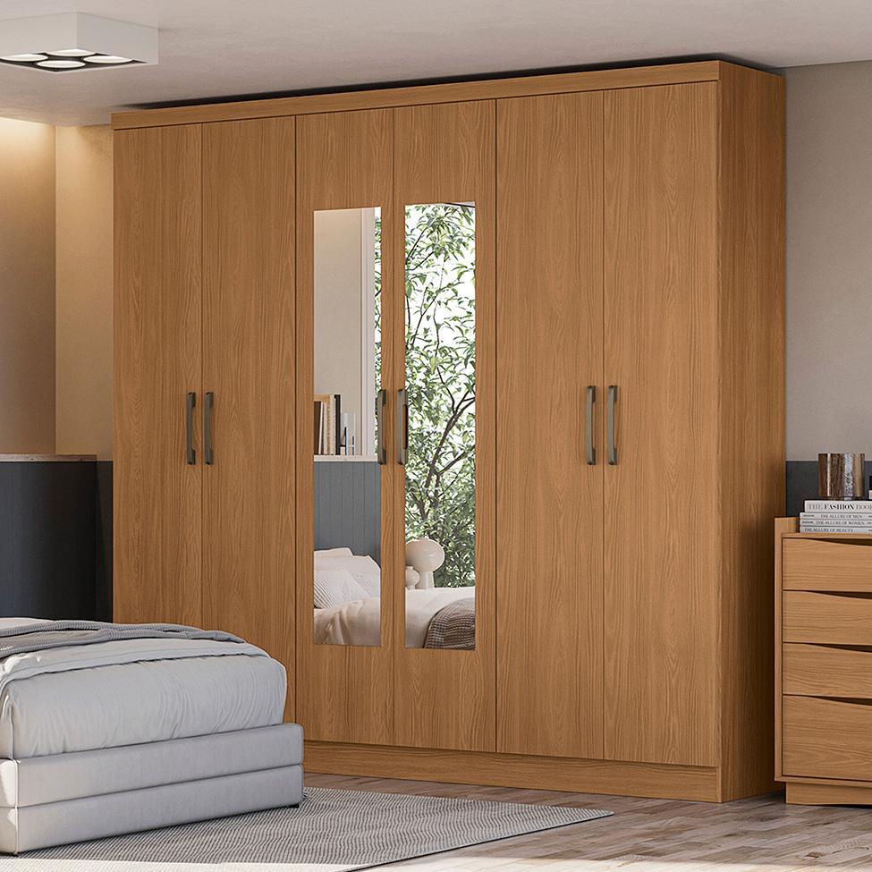 Guarda-Roupa Casal com Espelho Vernantes 6 PT 3 GV Canela - 4