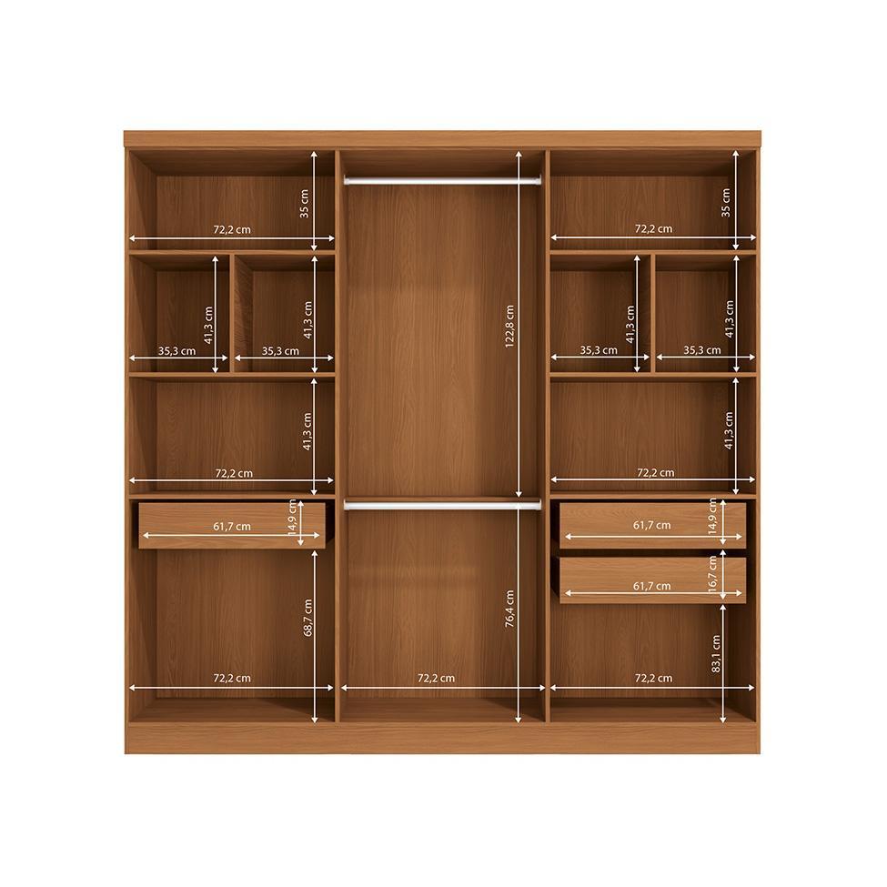 Guarda-Roupa Casal com Espelho Vernantes 6 PT 3 GV Canela - 5